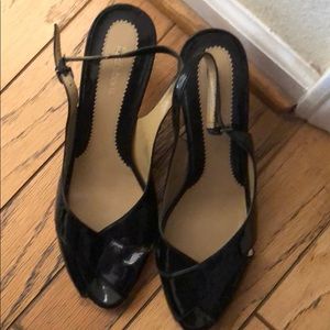 Liz Claiborne black patent with cork heel size 9